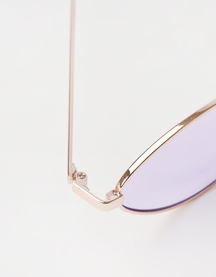 Route One Oval Rimmed Sunglasses - Silver (Purple Lens)