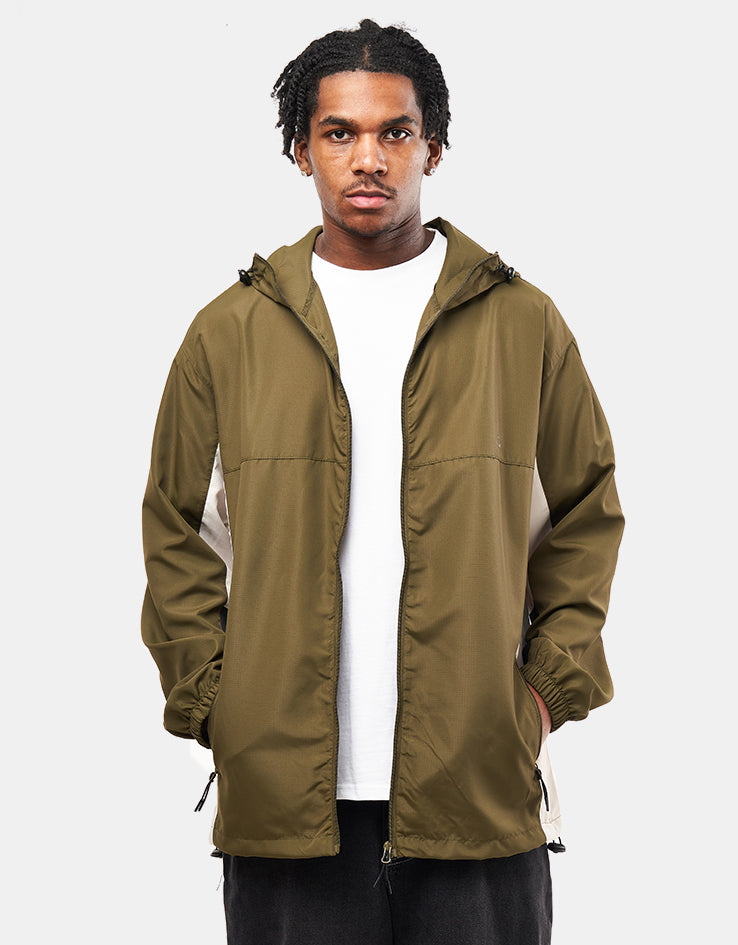 Route One Packable Windbreaker - Olive/Grey/Black
