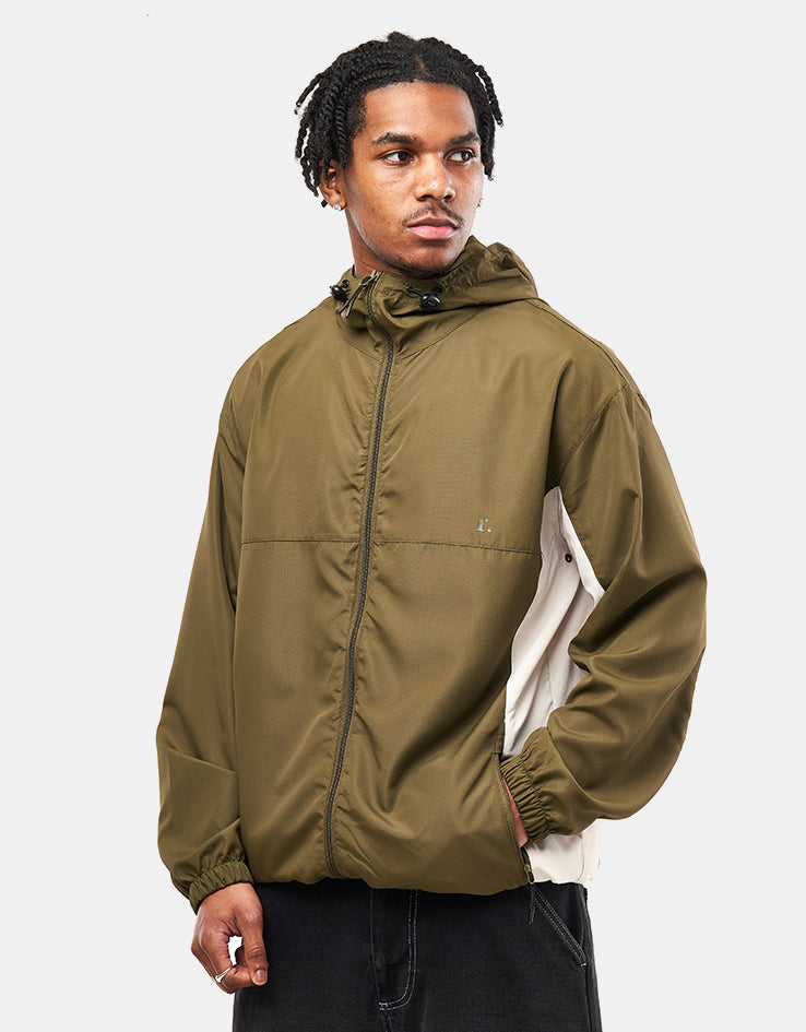Route One Packable Windbreaker - Olive/Grey/Black