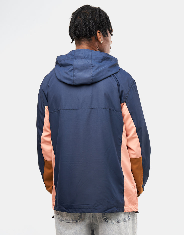 Route One Packable Windbreaker - Navy/Tan/Peach