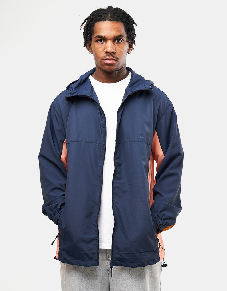 Route One Packable Windbreaker - Navy/Tan/Peach