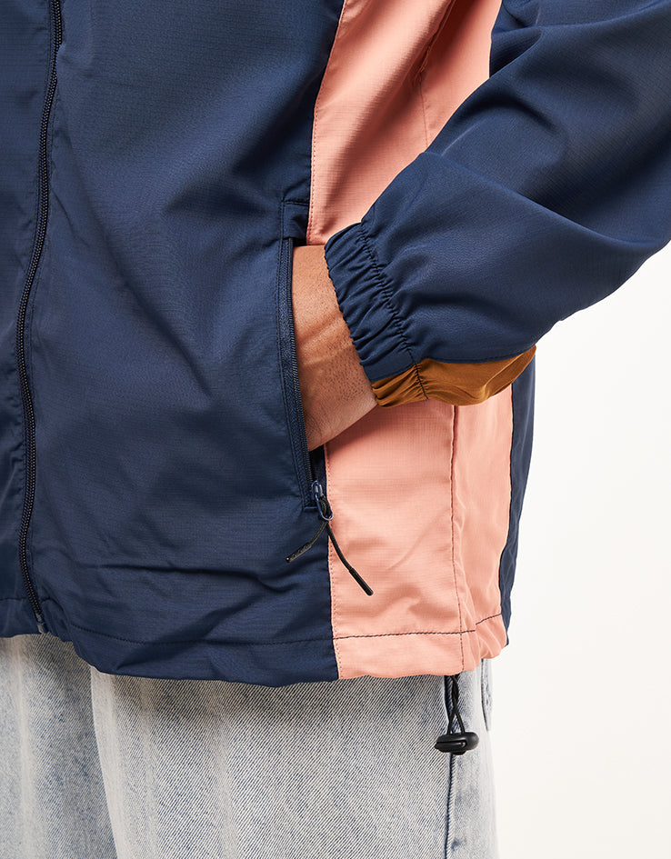 Route One Packable Windbreaker - Navy/Tan/Peach