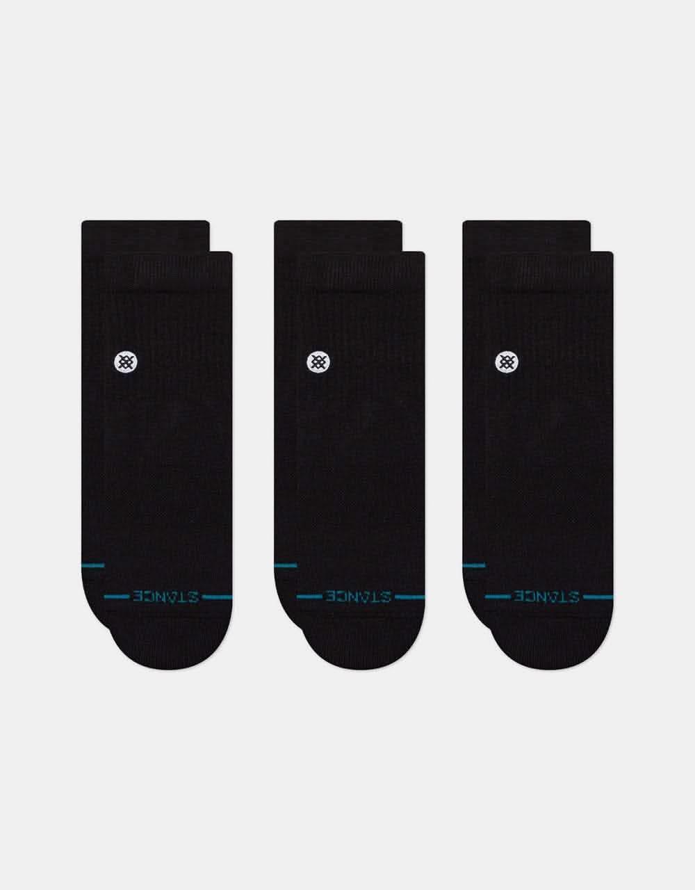Stance Icon Quarter 3 Pack Socks - Black