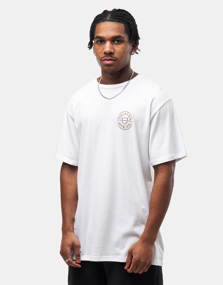Brixton Crest II T-Shirt - White/Light Brown/Slate
