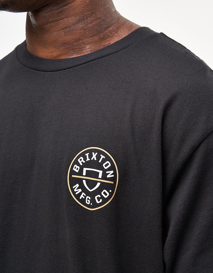 Brixton Crest II T-Shirt - Black/Off White/Copper