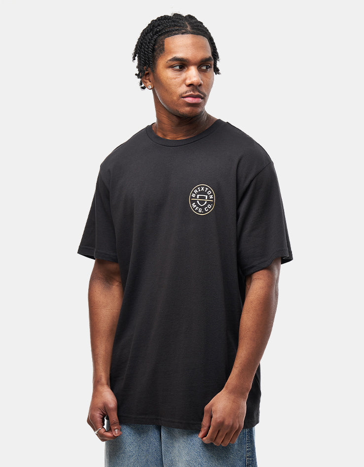 Brixton Crest II T-Shirt - Black/Off White/Copper