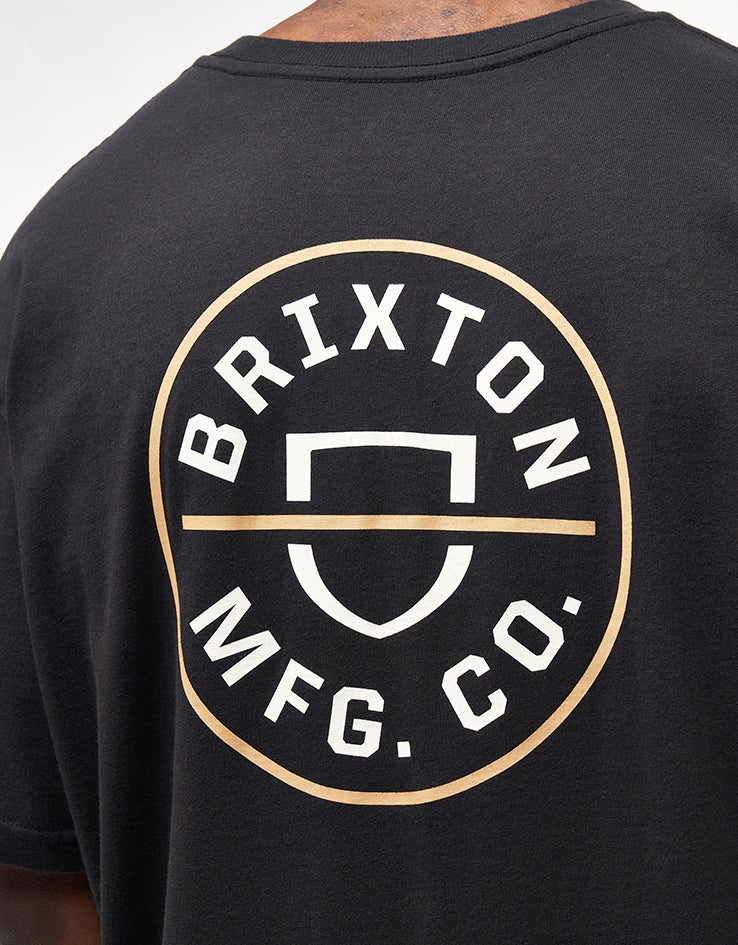 Brixton Crest II T-Shirt - Black/Off White/Copper