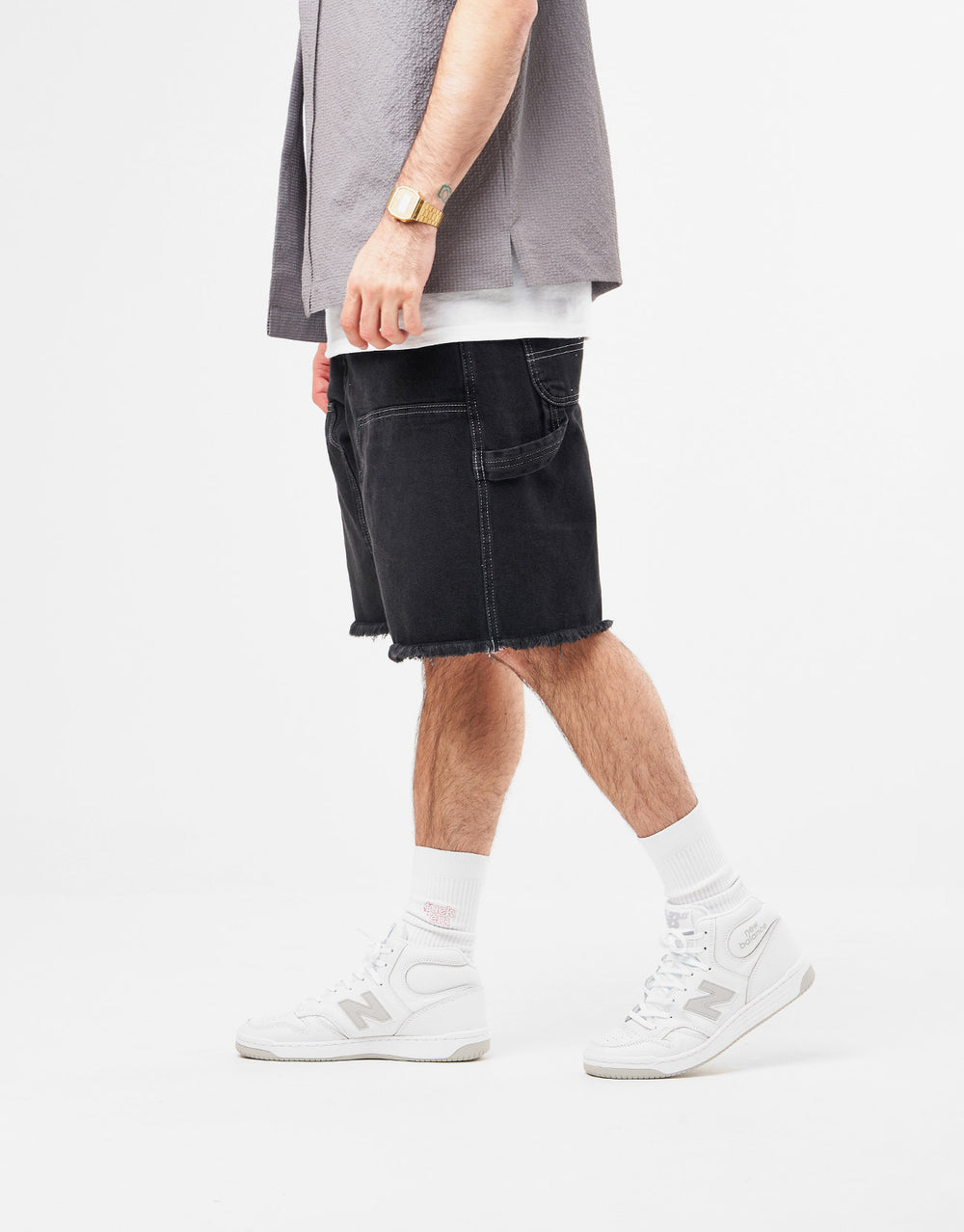 Route One Double Knee Baggy Jorts - Washed Black