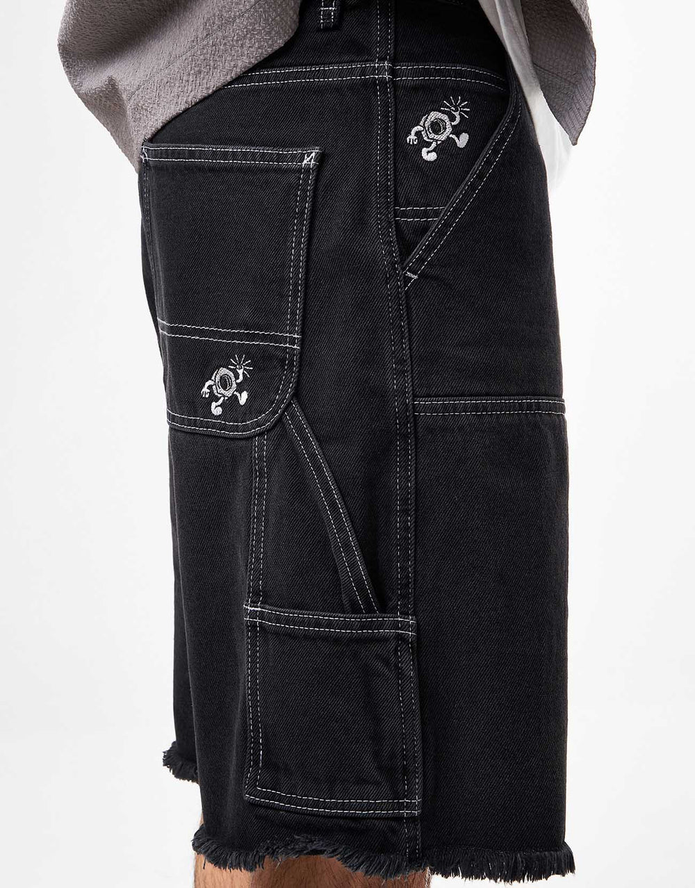 Route One Double Knee Baggy Jorts - Washed Black