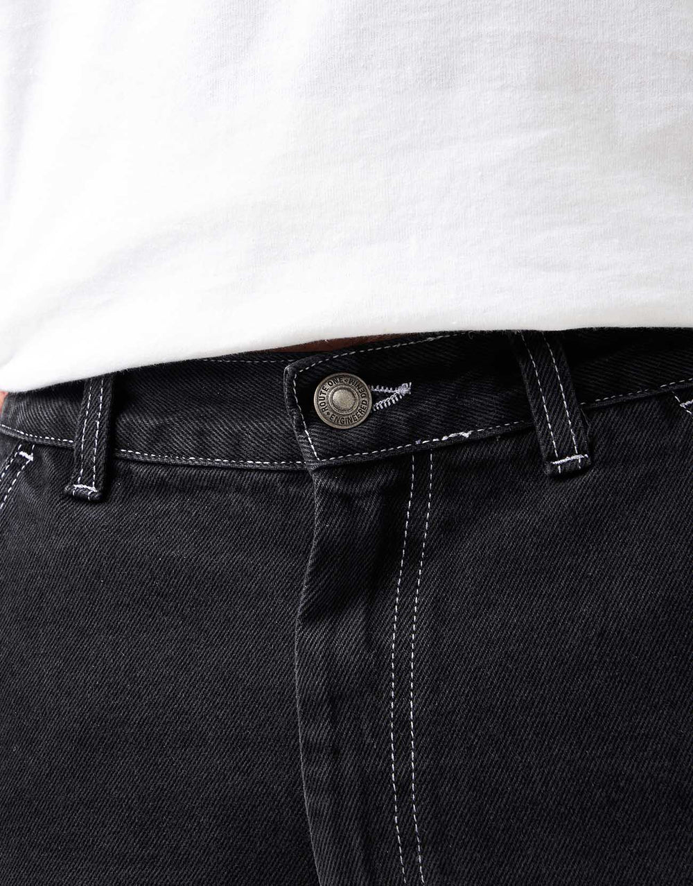 Route One Double Knee Baggy Jorts - Washed Black