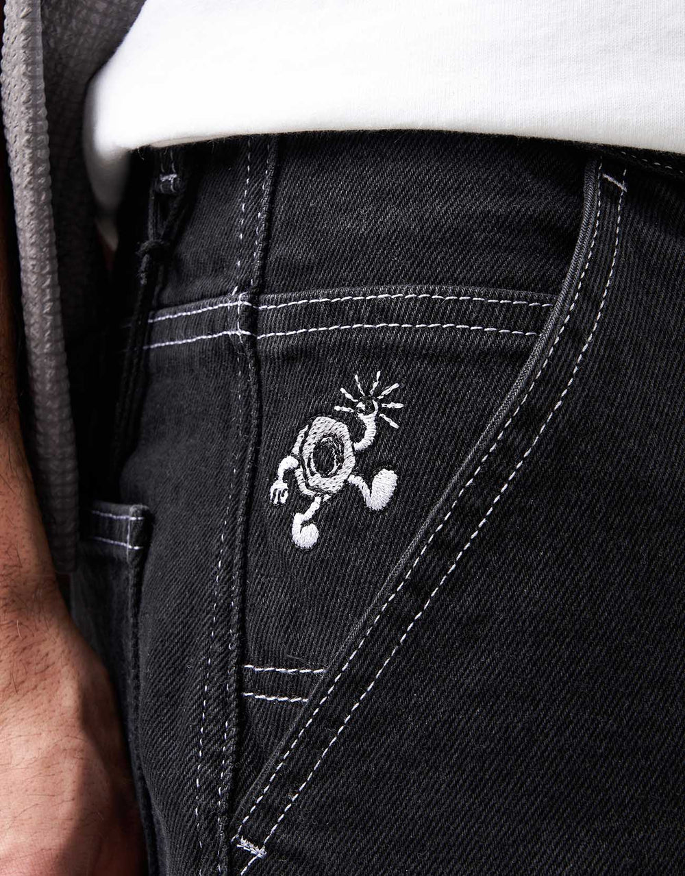 Route One Double Knee Baggy Jorts - Washed Black