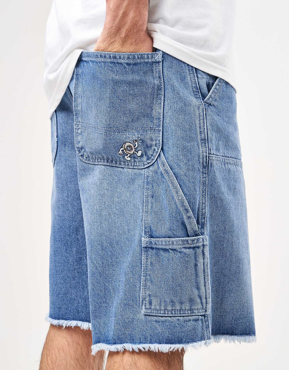 Route One Double Knee Baggy Jorts - Washed Blue