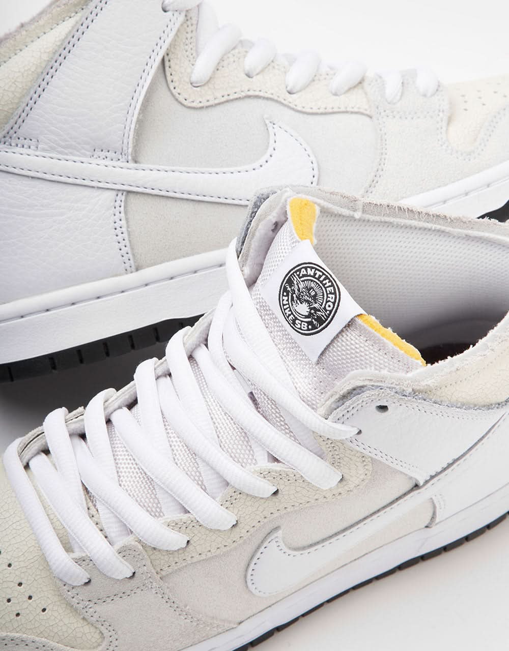 Nike SB 'Anti Hero' Dunk High QS Skate Shoes - White/White-Black