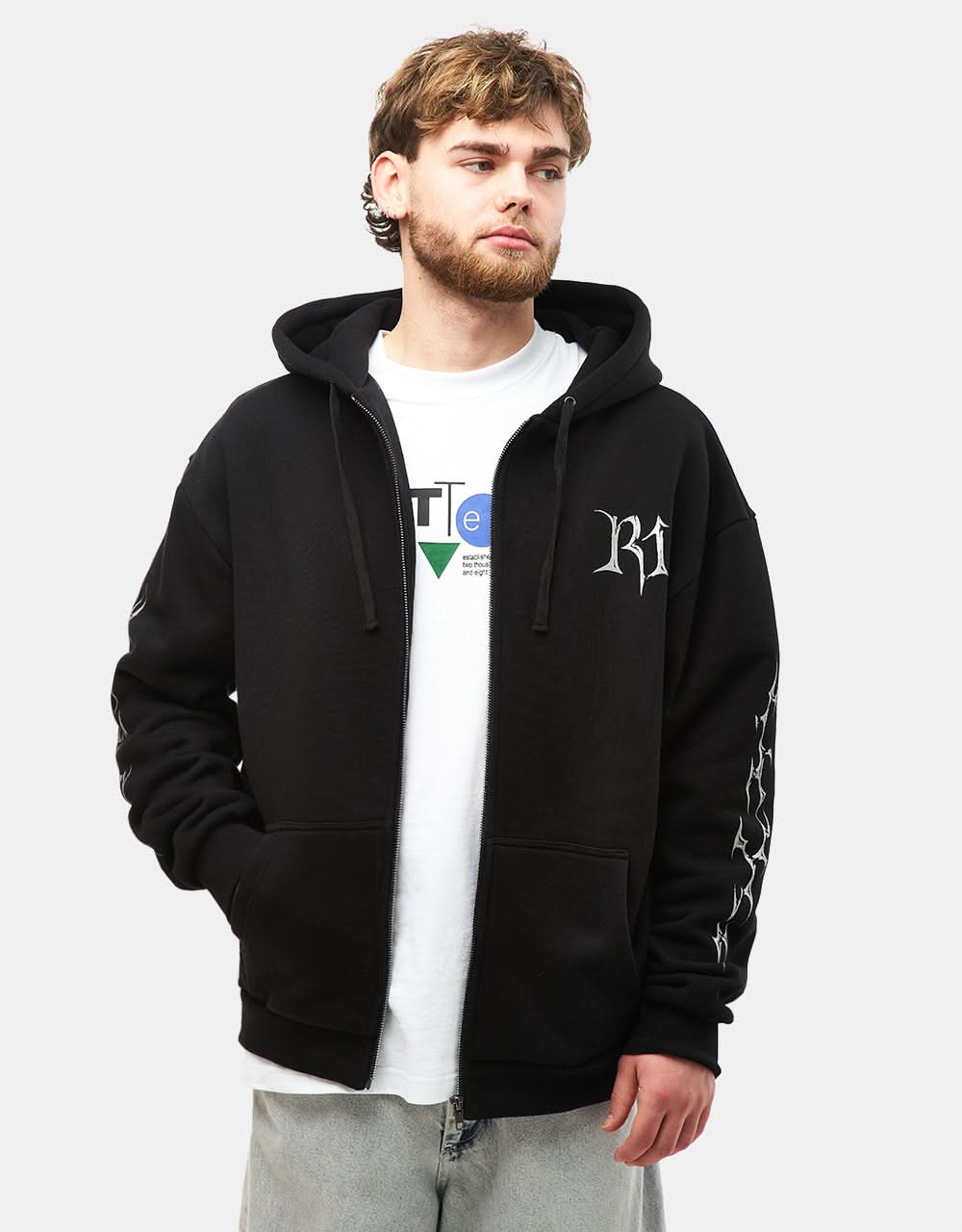 Route One Blades Zip Hoodie (400gsm) - Black