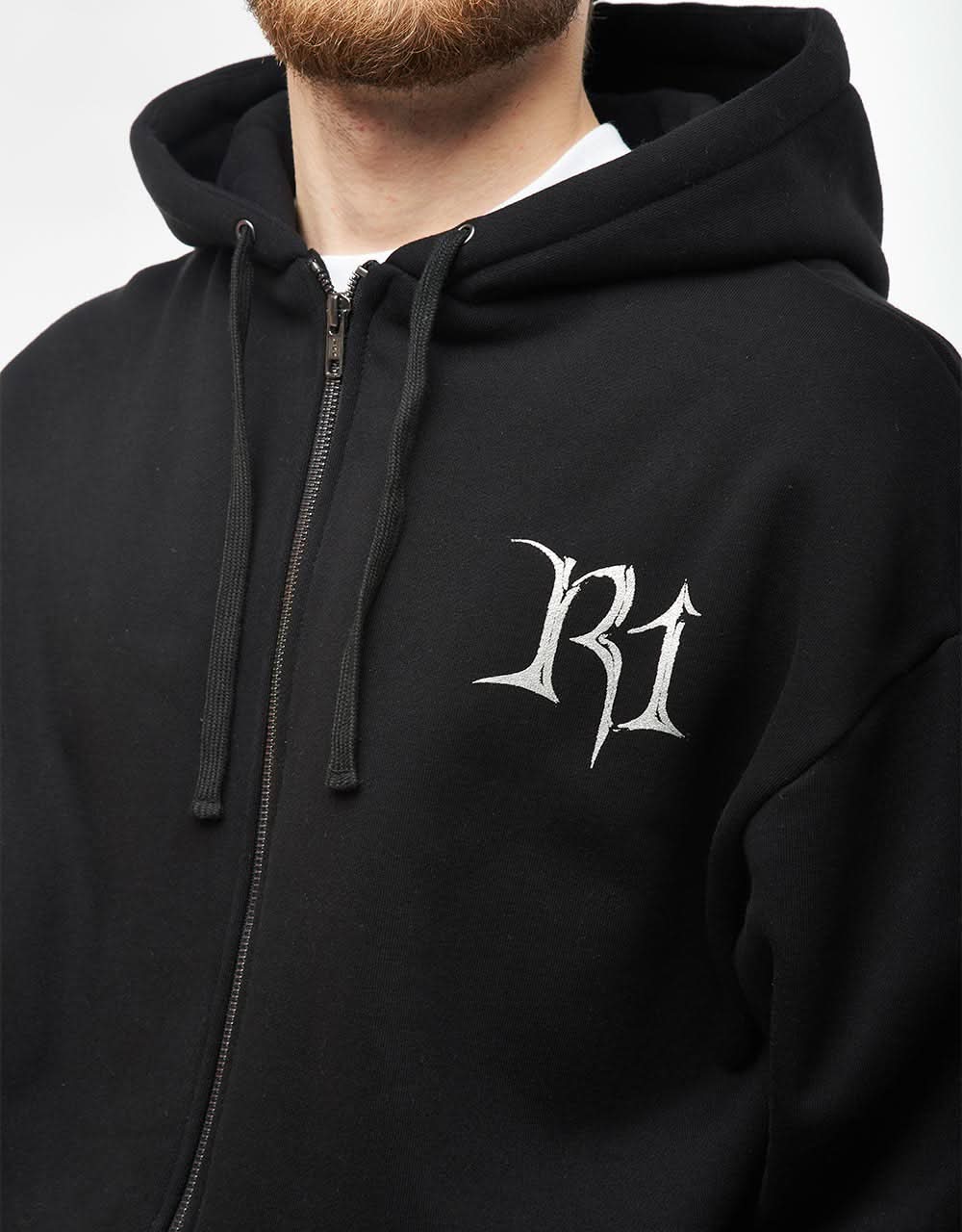 Route One Blades Zip Hoodie (400gsm) - Black