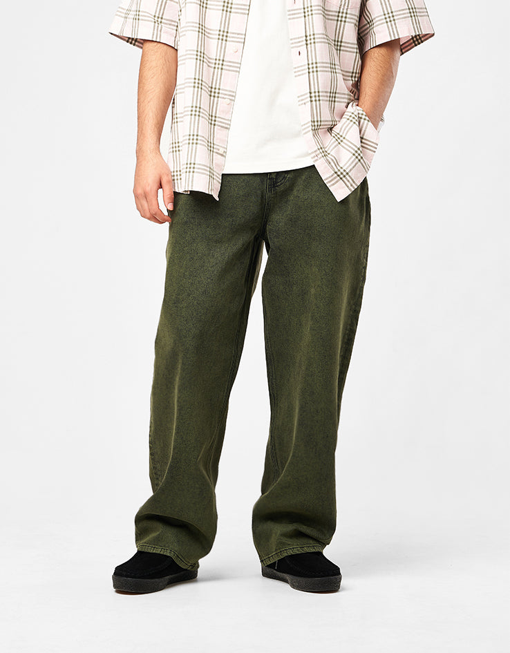 Route One Baggy Denim Jeans - Leaf Green
