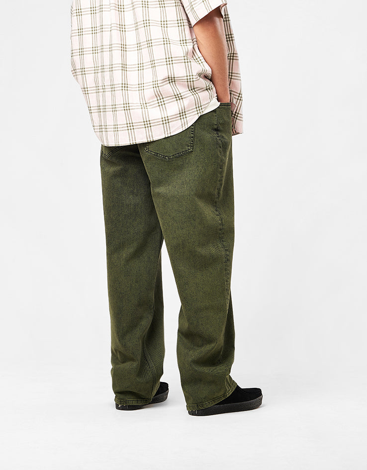 Route One Baggy Denim Jeans - Leaf Green