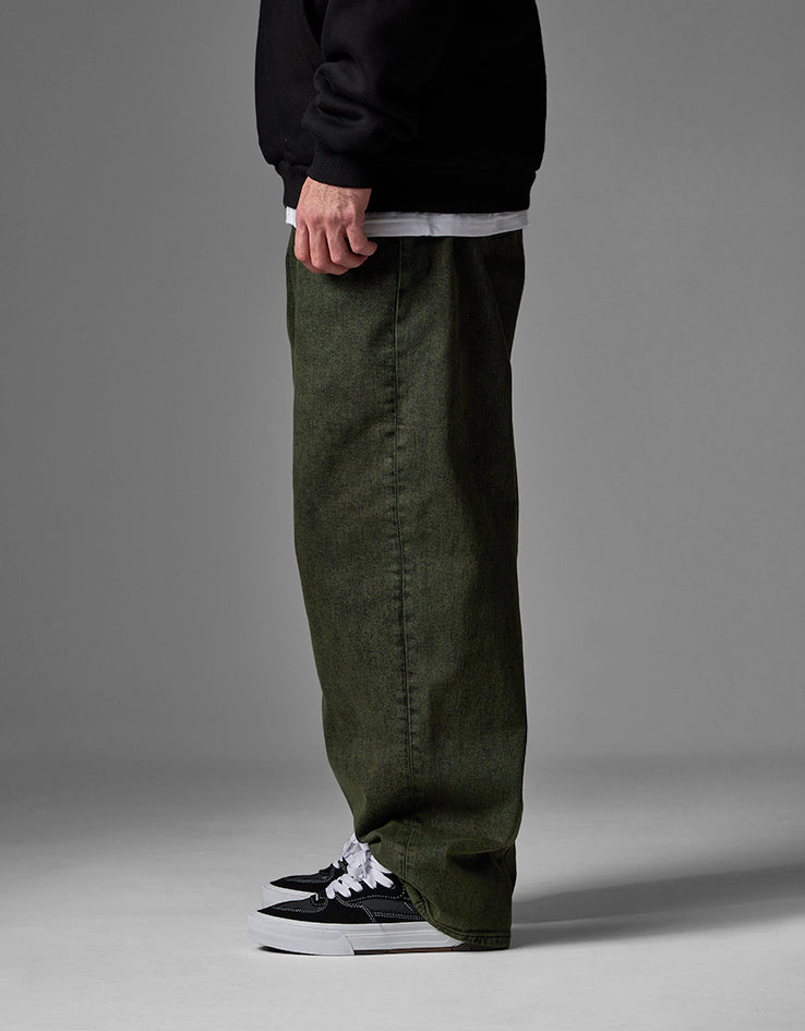 Route One Baggy Denim Jeans - Leaf Green
