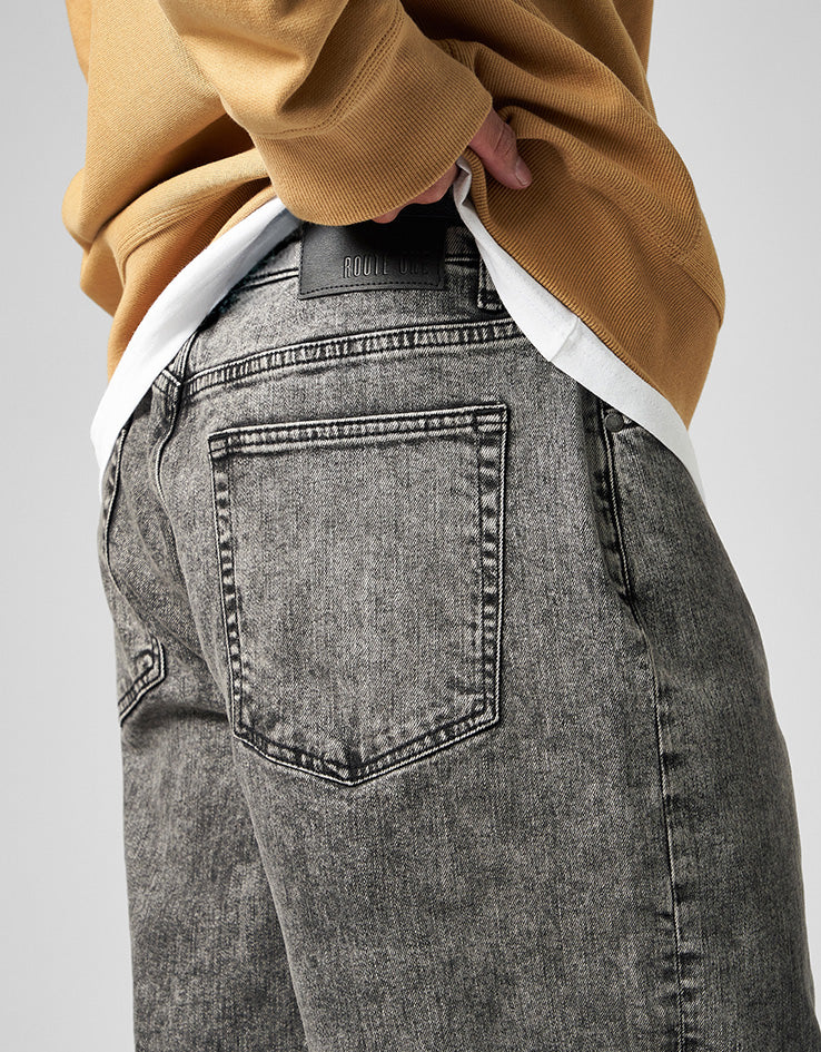 Route One Baggy Denim Jeans - Slate Grey