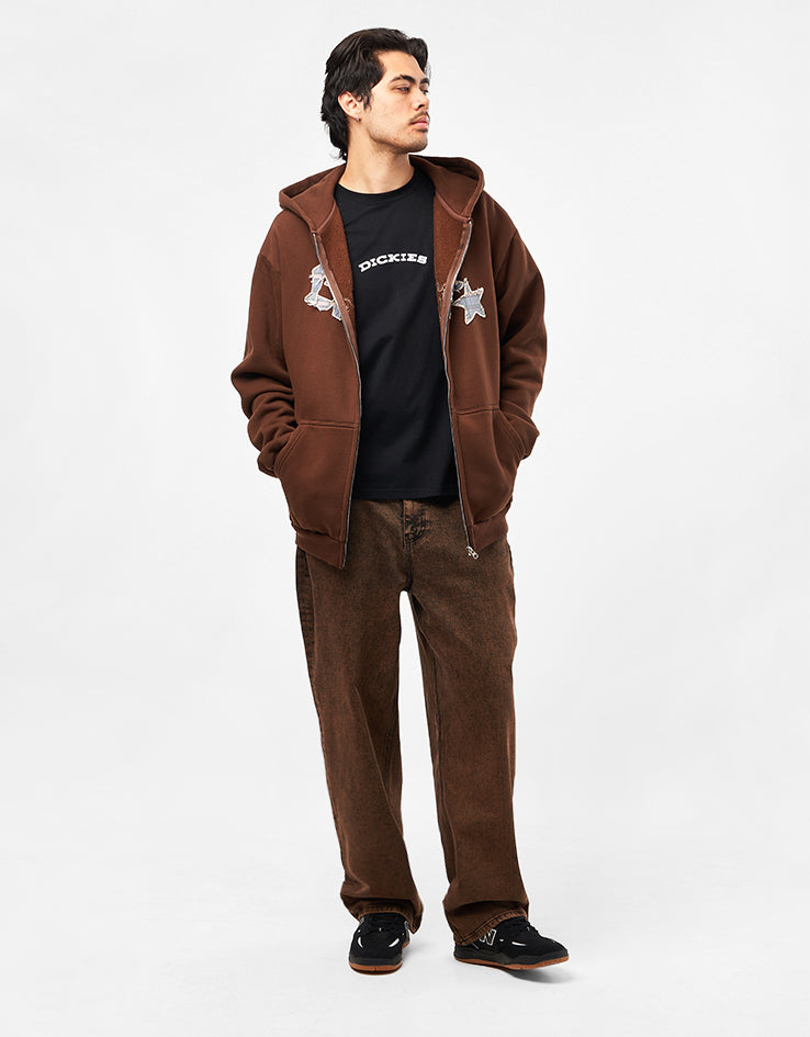 Route One Baggy Denim Jeans - Burnt Mahogony