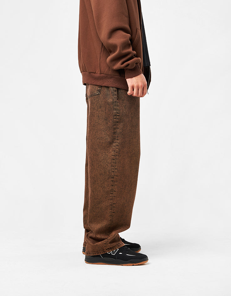Route One Baggy Denim Jeans - Burnt Mahogony