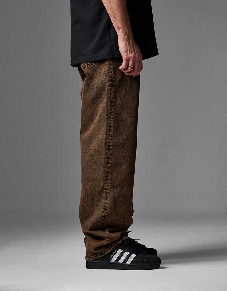 Route One Baggy Denim Jeans - Burnt Mahogony