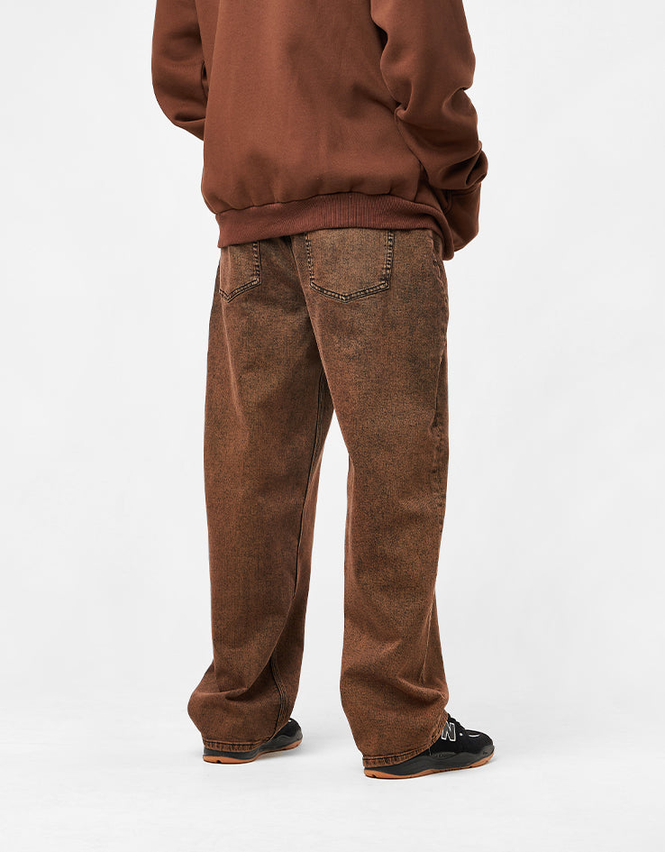 Route One Baggy Denim Jeans - Burnt Mahogony