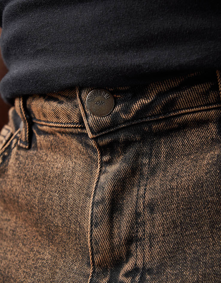 Route One Baggy Denim Jeans - Burnt Mahogony