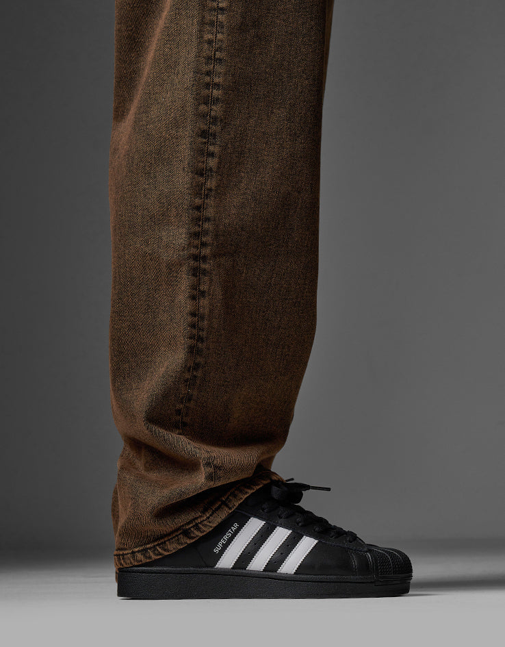 Route One Baggy Denim Jeans - Burnt Mahogony