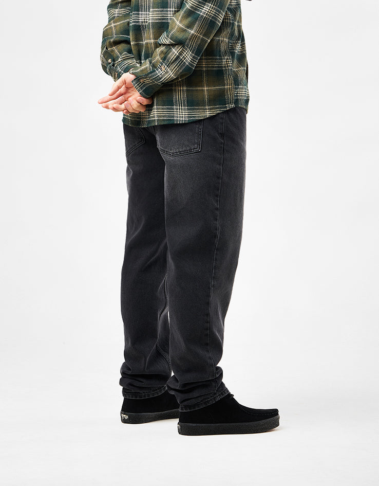 Route One Regular Tapered Denim Jeans - Washed Black