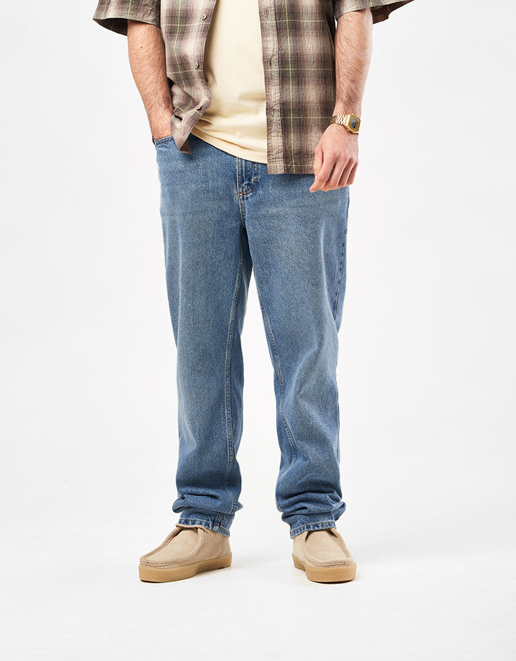 Route One Regular Tapered Denim Jeans - Washed Blue