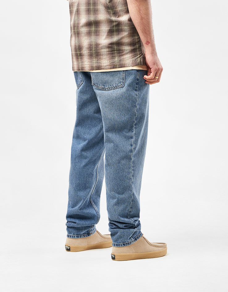 Route One Regular Tapered Denim Jeans - Washed Blue