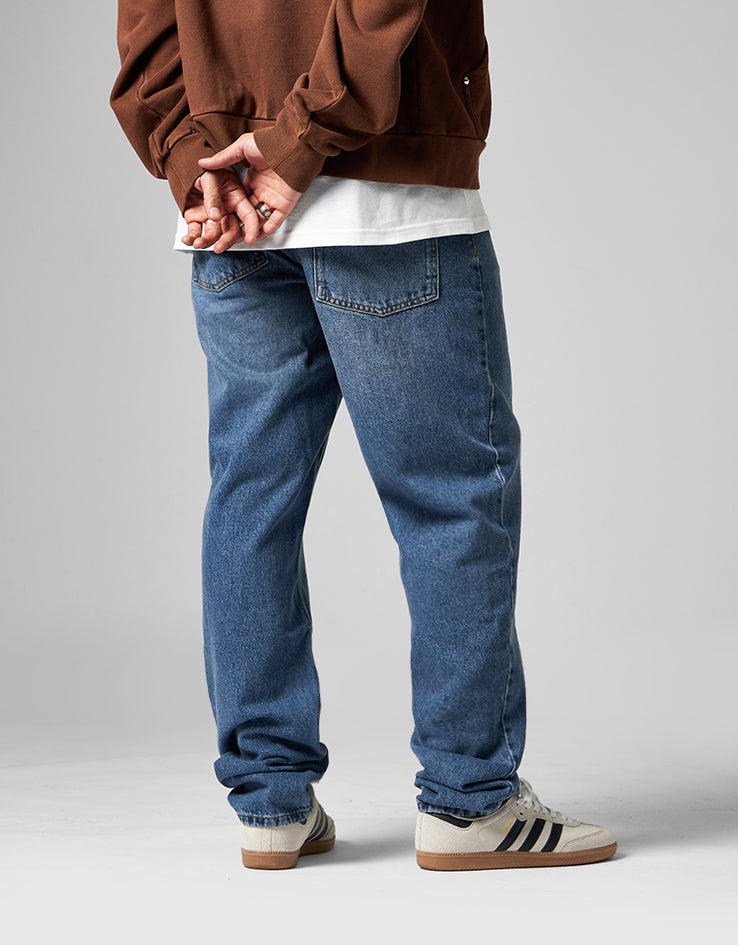 Route One Regular Tapered Denim Jeans - Washed Blue