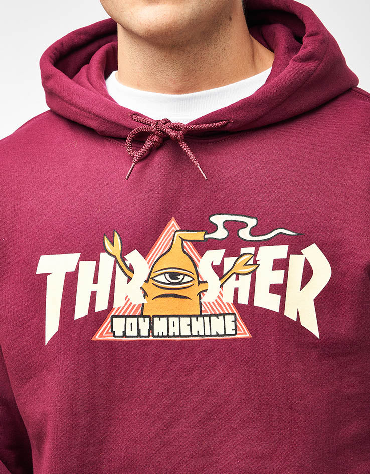 Thrasher x Toy Machine Vortex Pullover Hoodie - Maroon