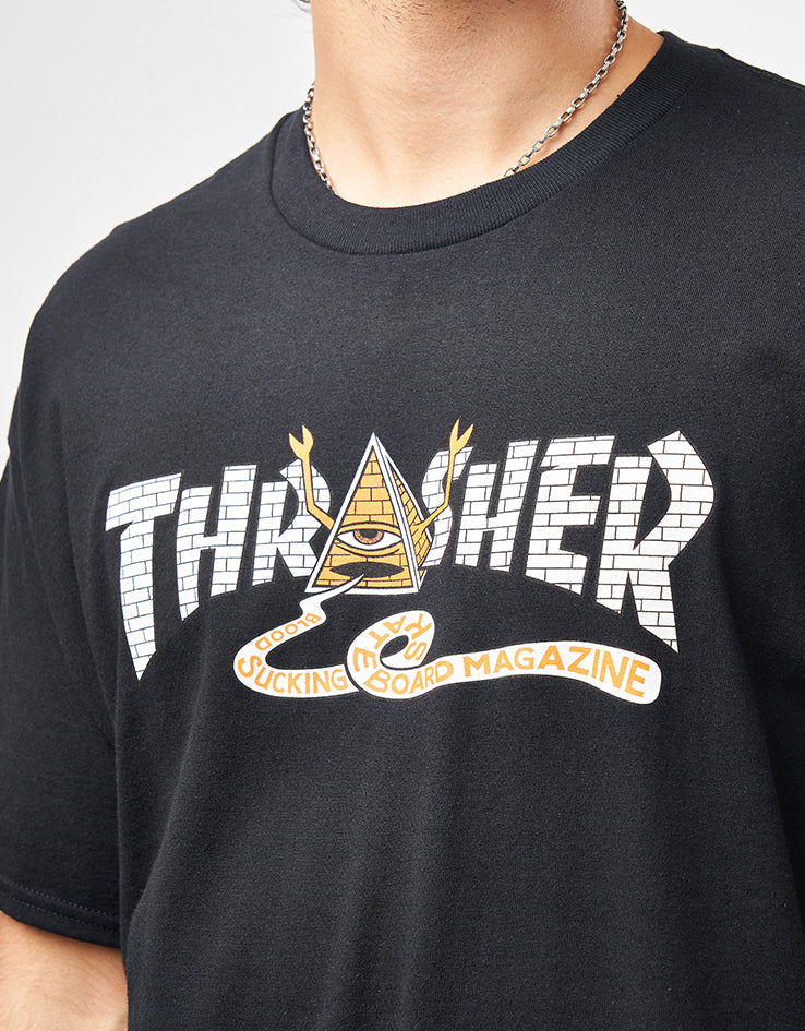 Thrasher x Toy Machine Pyramid T-Shirt - Black