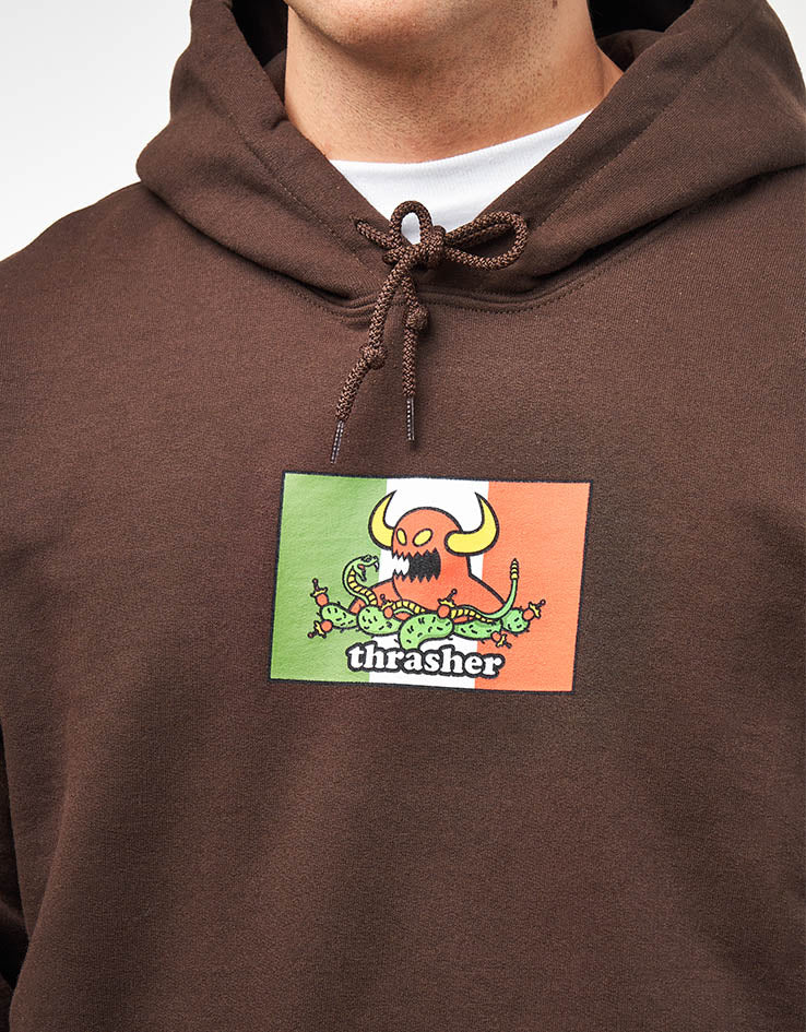 Thrasher x Toy Machine Hecho Pullover Hoodie - Dark Chocolate