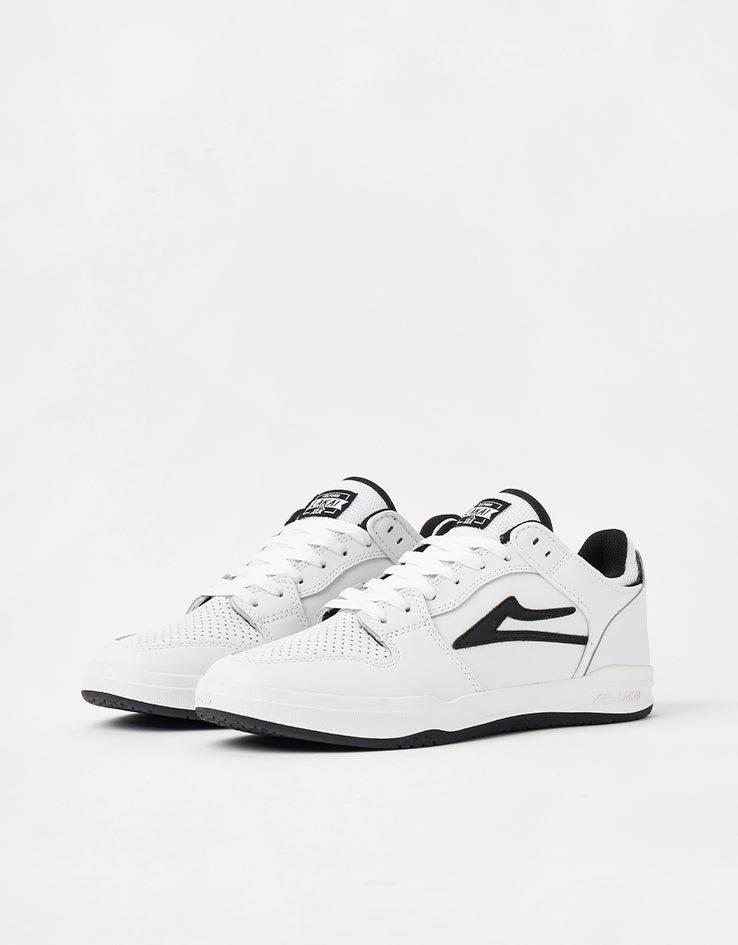 Lakai Telford Low Skate Shoes - White/Black Leather