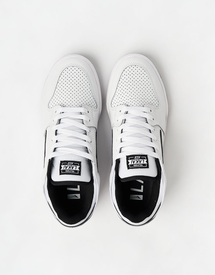 Lakai Telford Low Skate Shoes - White/Black Leather