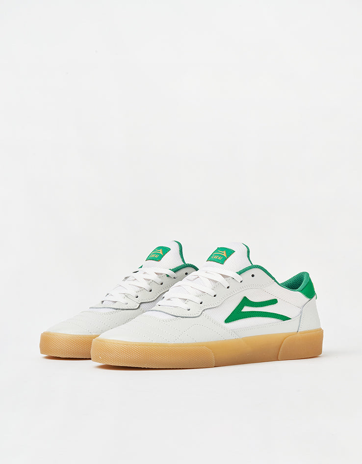Lakai Cambridge Skate Shoes - White/Green Leather