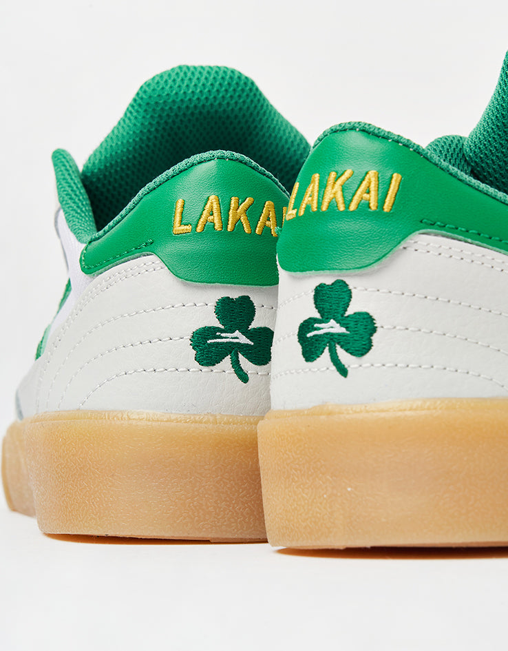 Lakai Cambridge Skate Shoes - White/Green Leather