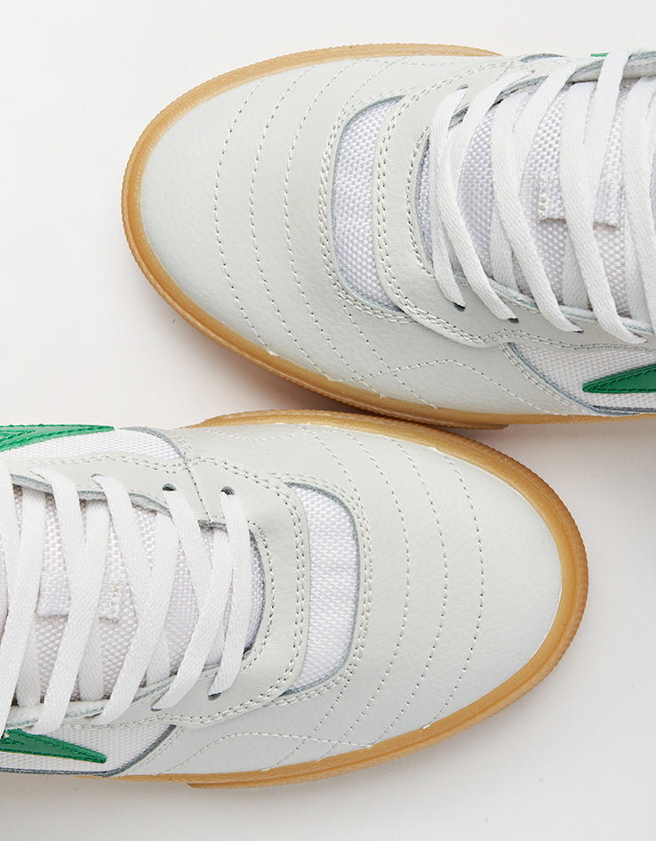 Lakai Cambridge Skate Shoes - White/Green Leather