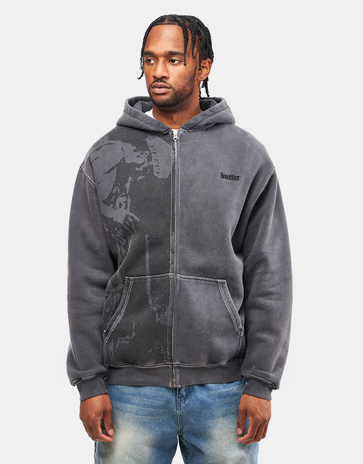 Butter Goods x Miles Davis Thanks Zip-Thru Hoodie - Charcoal