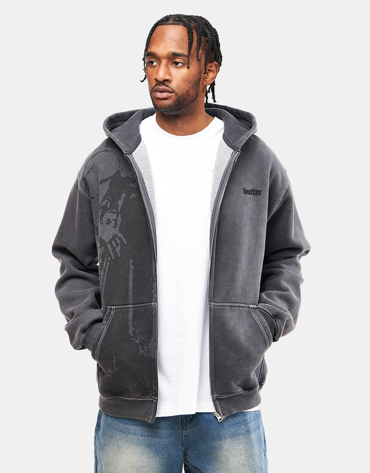 Butter Goods x Miles Davis Thanks Zip-Thru Hoodie - Charcoal
