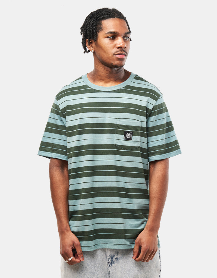 Element Icon Label Pocket Striped T-Shirt - Trellis/Jungle Green