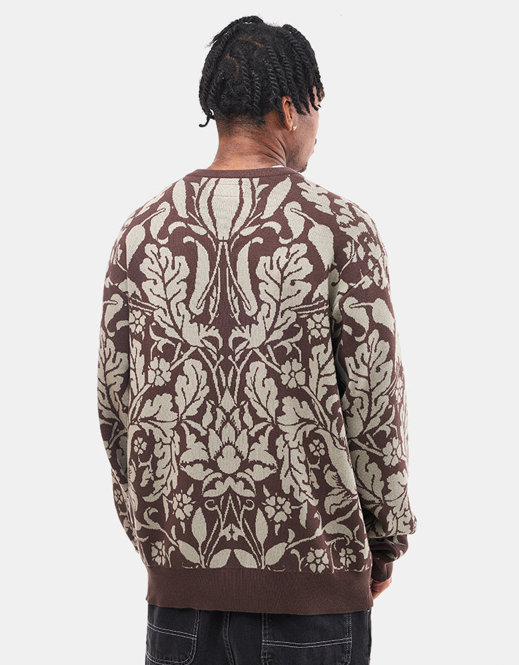 GX1000 Jacquard Knit Floral Sweater - Brown/Cream