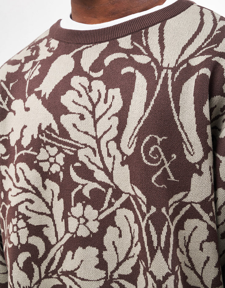 GX1000 Jacquard Knit Floral Sweater - Brown/Cream