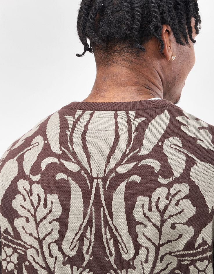 GX1000 Jacquard Knit Floral Sweater - Brown/Cream