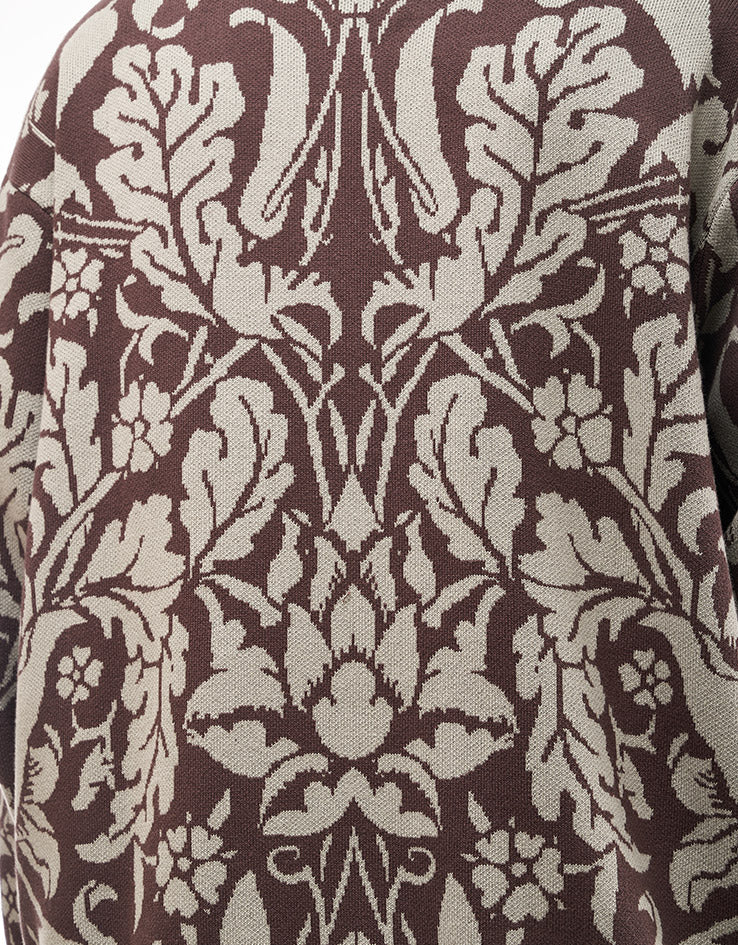 GX1000 Jacquard Knit Floral Sweater - Brown/Cream
