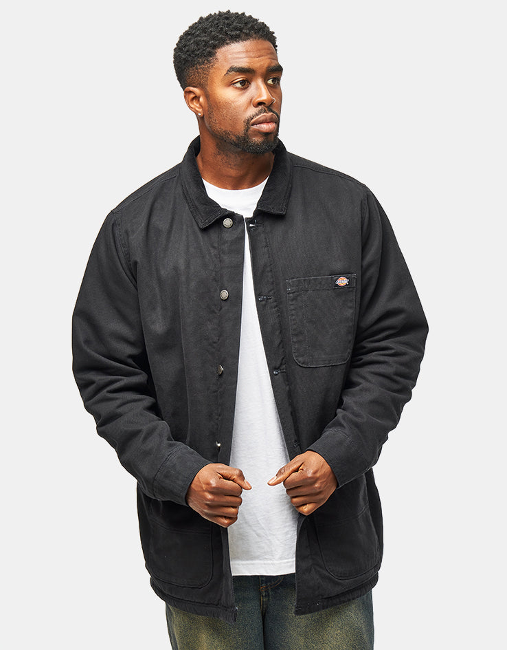 Dickies High Pile Fleece Lined Chore Jacket - Stone Washed Black