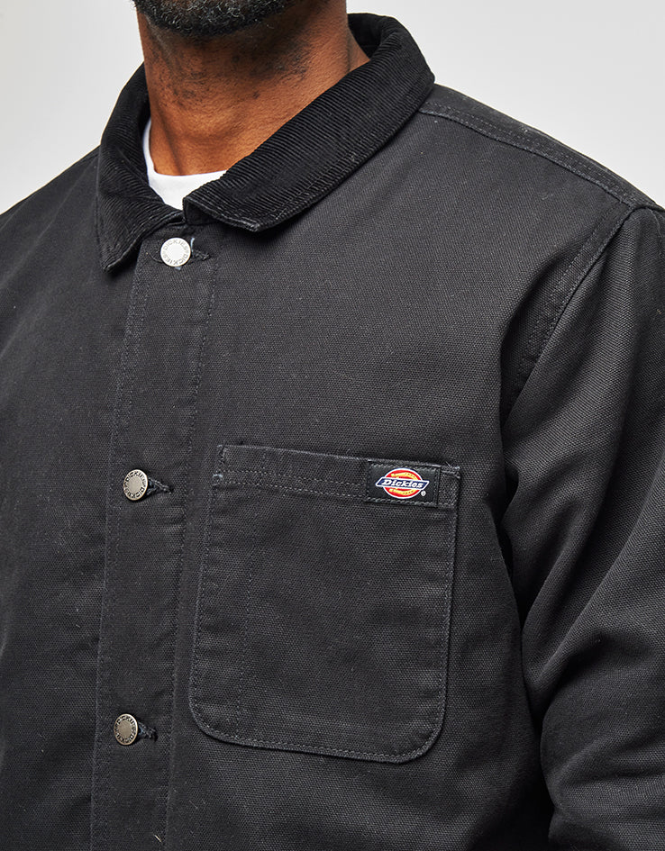 Dickies High Pile Fleece Lined Chore Jacket - Stone Washed Black
